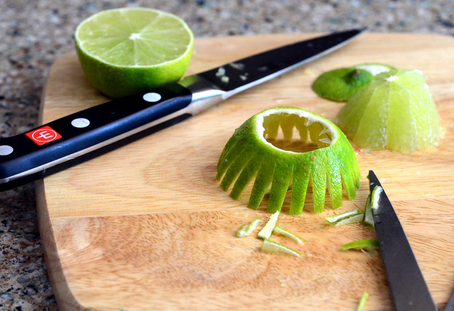 Tutorial: How to Make A Grass Skirt Tiki Garnish out of a Lime