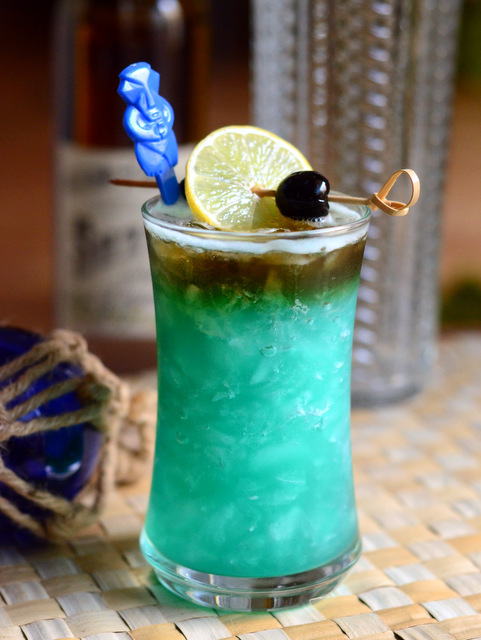 Blue Bird Cocktail, a Jungle Bird variation.