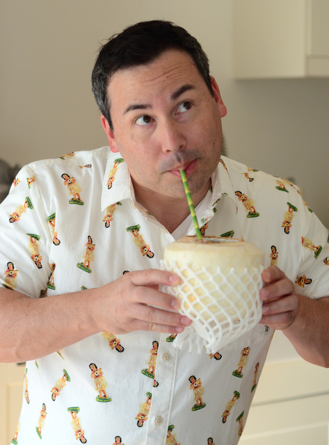 How to Open a Young Coconut - Rob Drinking Fresh Coconut Water